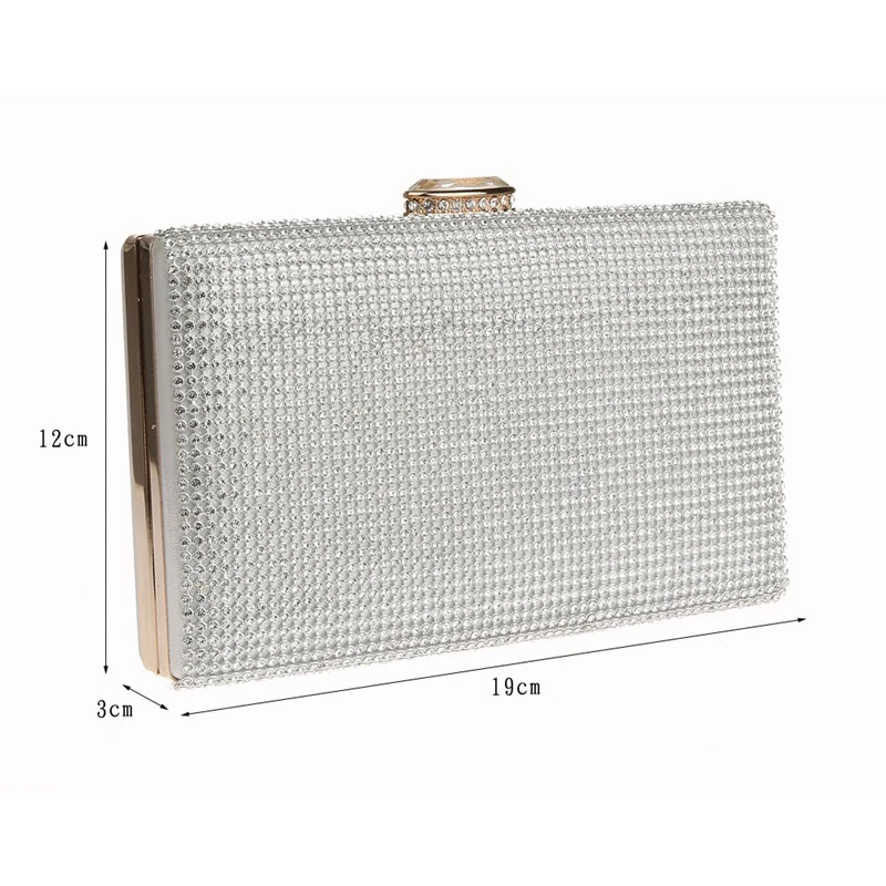 Silver Gold Bridal Clutch Purse Bag Luxury Wedding Rhinestone Crystal Handbags for Women Party Chain Crossbody Bag ZD1110