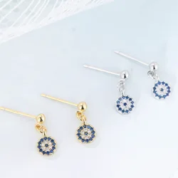 REETI 925 sterling silver Round devil's eye Stud Earrings for Women Elegant Wedding Jewelry pendientes mujer moda 2019 Brincos