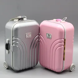Mini Doll Miniature Rolling Luggage Business Trolley Suitcase Women Travel Case Doll House Accessories For 1/3 1/4 Dolls