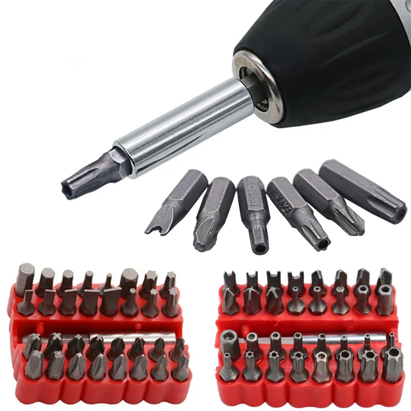 33pcs Security Bit Set with Magnetic Extension Bit Holder Tamper Star Screwdriver Bits Set Quick Release Bit Holder