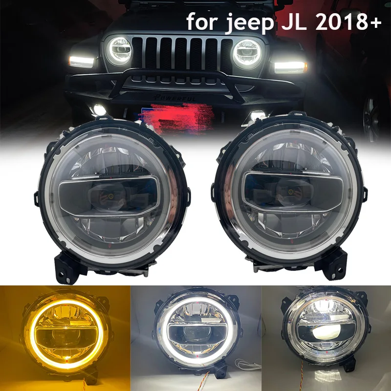 

9-дюймовые фары для фар Jeep Wrangler JL 2018 2019 + светодиодный указатель поворота версии США и ЕС