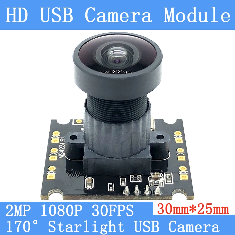 

2MP 1080P OTG UVC USB Camera Module 30FPS Dynamic Backlight Compensation 170° Wide-Angle Mini Surveillance Webcam Microphone