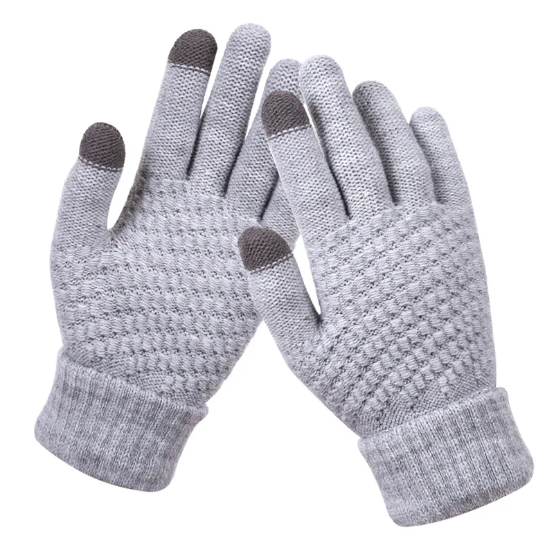 Women Men Winter Glove Touch Screen Gloves Autumn Fall Keep Warm Crochet Knitted Full Finger Mittens Guantes Female Couple