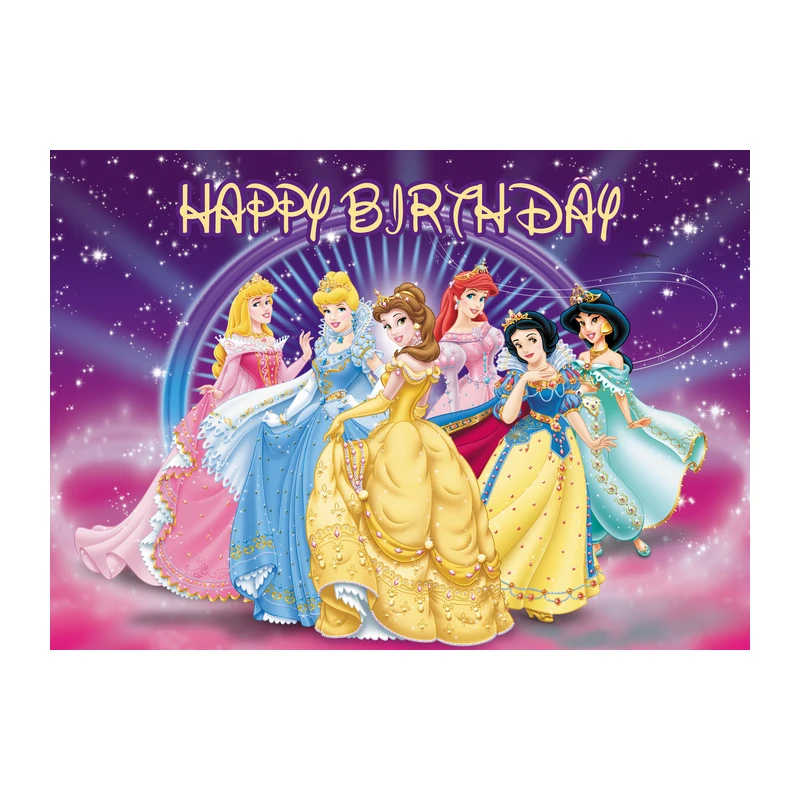 Disney Princess Party Birthday Backgrounds Decors Vinyl Cloth Party Backdrops Baby Shower Supplies Cinderelia Sofia Snow White