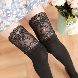 Meias de Alta Compressão para Coxa Inverno Quente para Mulheres, Meninas Long Leg Warmers, Lace Harajuku Slouch, Thermal 7 8 Meias Vermelhas