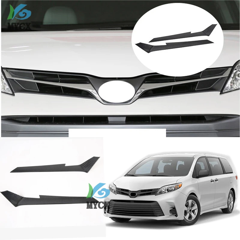 Car Sticker Body Cover Protection Light Frame Trim Racing Grid Grill Grille Molding 2pcs For Toyota Sienna 2015 - 2020