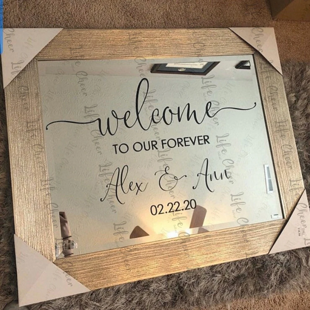Wedding Decal Welcome to our Happily Vinyl Decal for Wedding Sign Rustic Date Custom Decor DIY Lettering for Sign Personalized