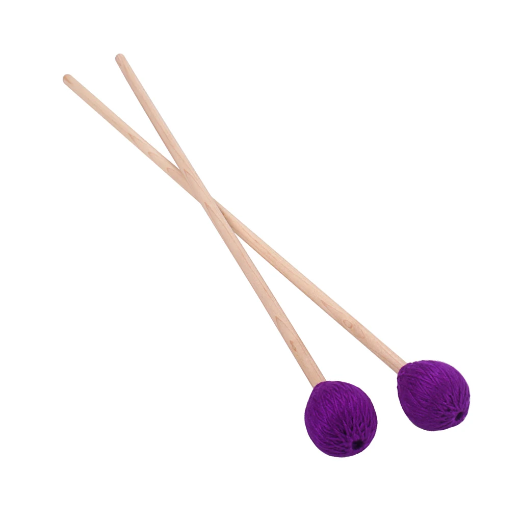 Pack of 2 Soft Purple Wool Head Marimba Timpani Mallet Rods Maple Handle, 43cm