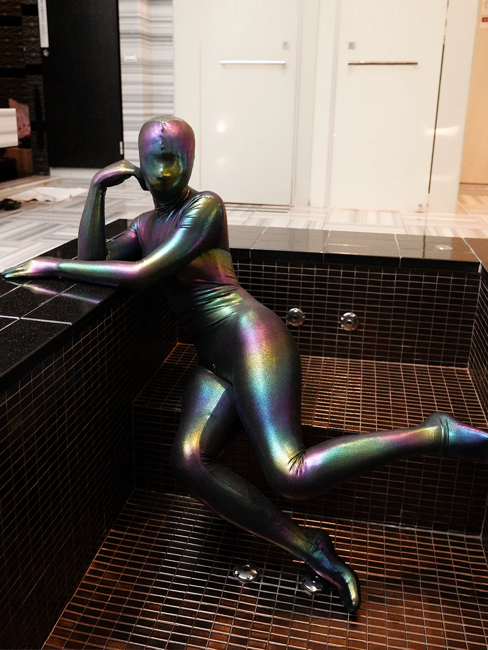 (ZD002) lusso personalizza lucido colorato nero sirena Fetish Wear tuta Zentai collant per tutto il corpo