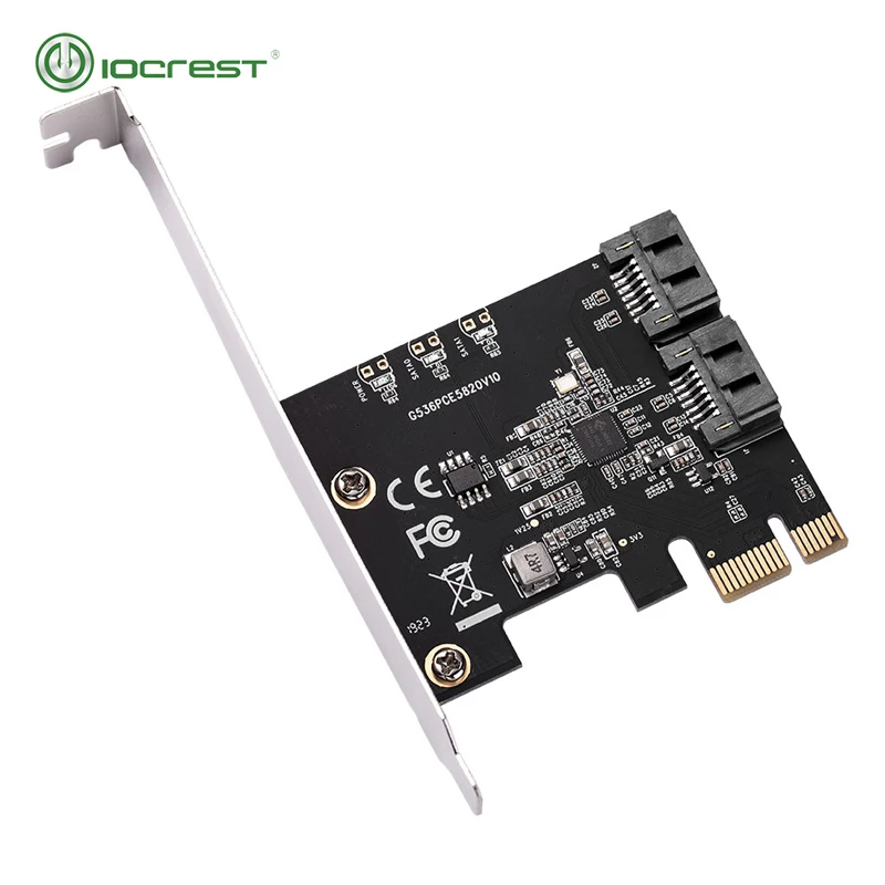 IOCREST PCIe 2 Ports 6G SATA III 3.1 Controller Card Non Raid PCIe 3.0 x1 Expansion Card Low Profile Bracket Jmb 582 chip