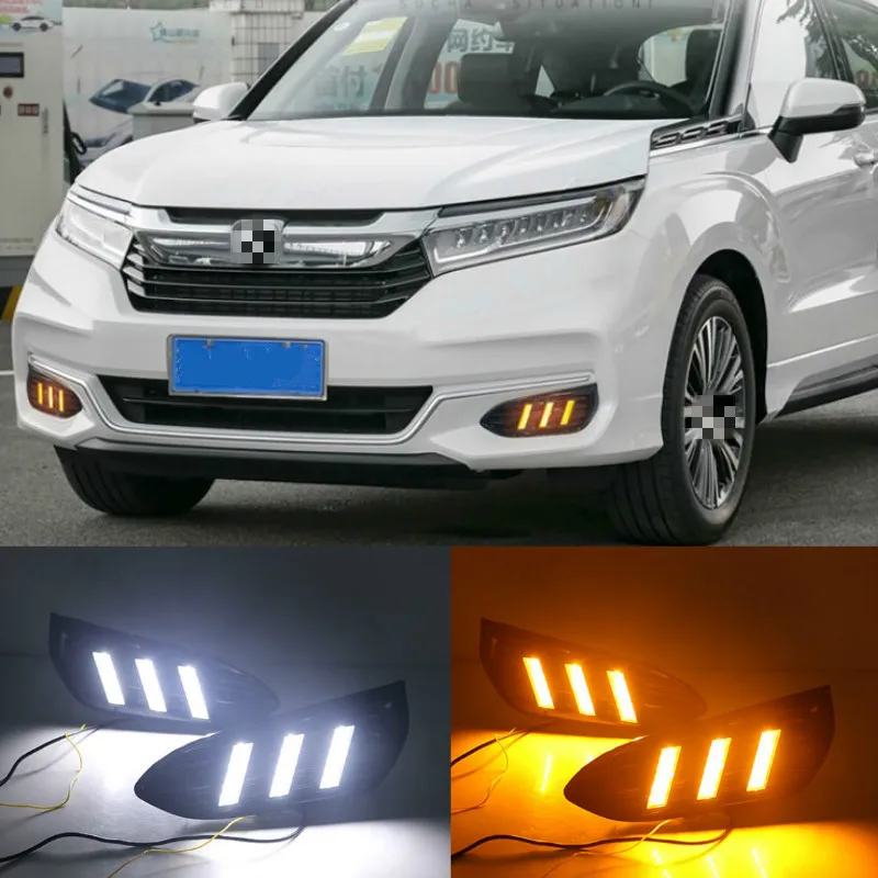 1 Set For Honda AVANCIER 2020 DRL Daytime Running Lights Daylight 12V ABS Fog Lamp Cover With Turn Yellow Signal Light