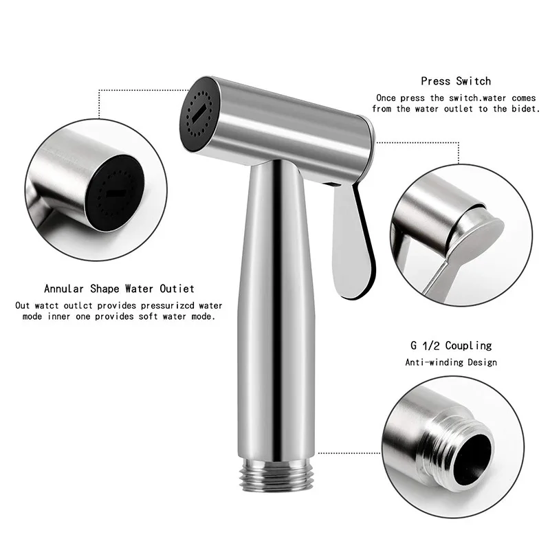 Samodra Handheld Bidet Shower Toilet Bidet Sprayer Set For Bathroom Stainless Steel Self Cleaning Hygenic Shower Bidet Faucet