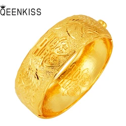 QEENKISS Vintage Gold XI Phoenix Dragon Bracelets Bangles For Women 22mm Wide Fine Wholesale Wedding Party Bride Gifts BT5204