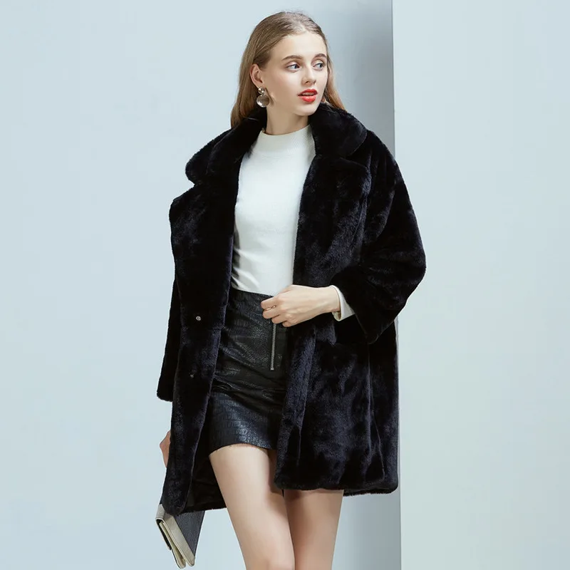 Faux Fur Coat Furry Jacket Winter Coat Women 2020 Long Imitation Rabbit Fur Coats Female Jacket Manteau Femme KJ984