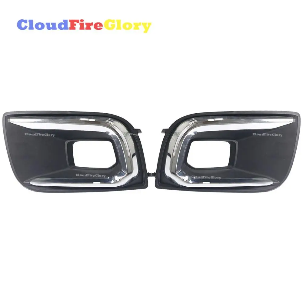 

CloudFireGlory For Toyota Sequoia 2018-2021 LH & RH Pair Front Bumper Foglight Bezel Cover Chrome Trim 52040-0C010 52030-0C010