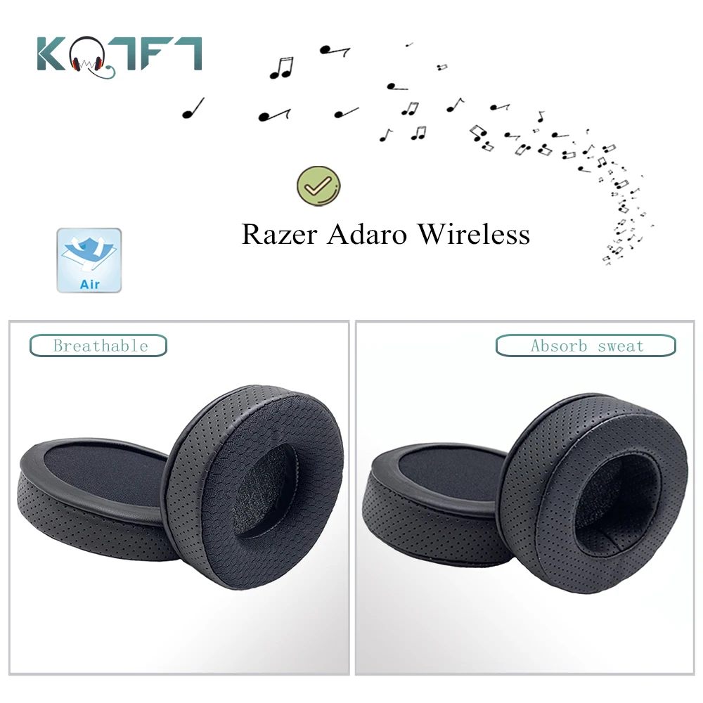 KQTFT Breathable style Leather Replacement EarPads for Razer Adaro Wireless Headphones Parts Earmuff Cover Cushion Cups