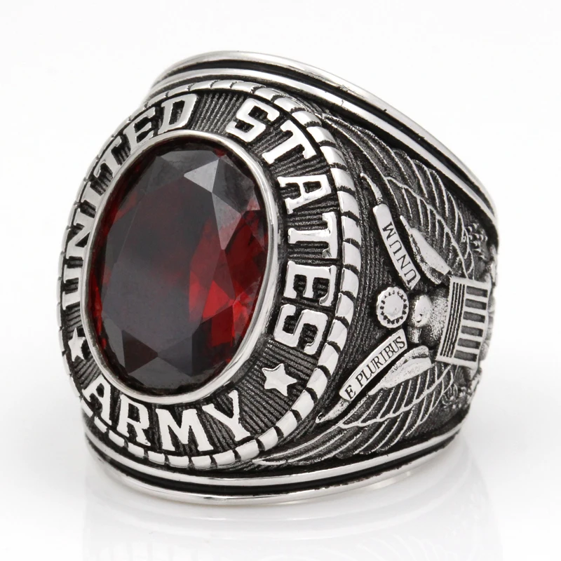 

Army Military Soldier Veteran Superb Gems Stone Sterling Silver Ring