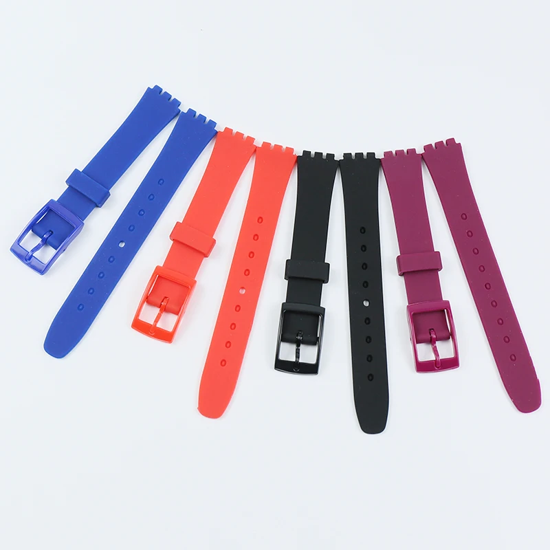 Watch accessories ladies silicone strap for Swatch LB184LK343 strap series small dial 12mm children\'s sports rubber strap