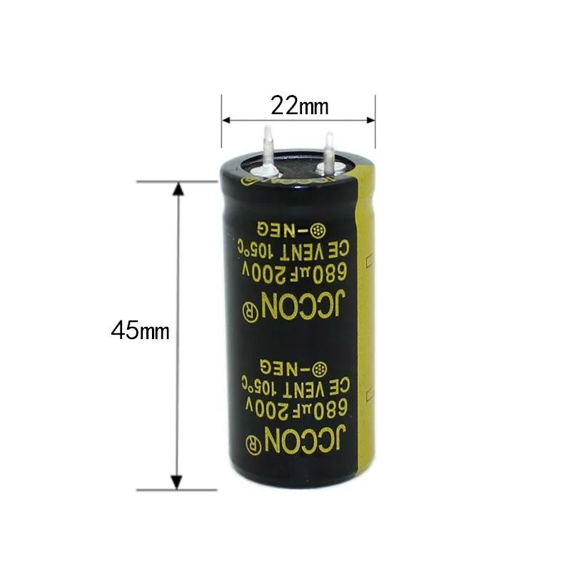 200v680uf JCCON القرن الألومنيوم كهربائيا مكثف حجم 22*45 العاكس السلطة