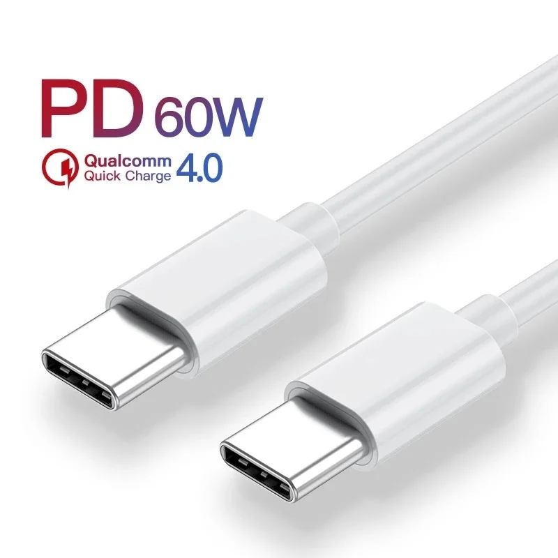 USB Type C Cable to USB C Cable 60W PD 3.0 Quick Charge for MacBook Pro iPad Air 2020 Samsung Google Pixel Data Cable