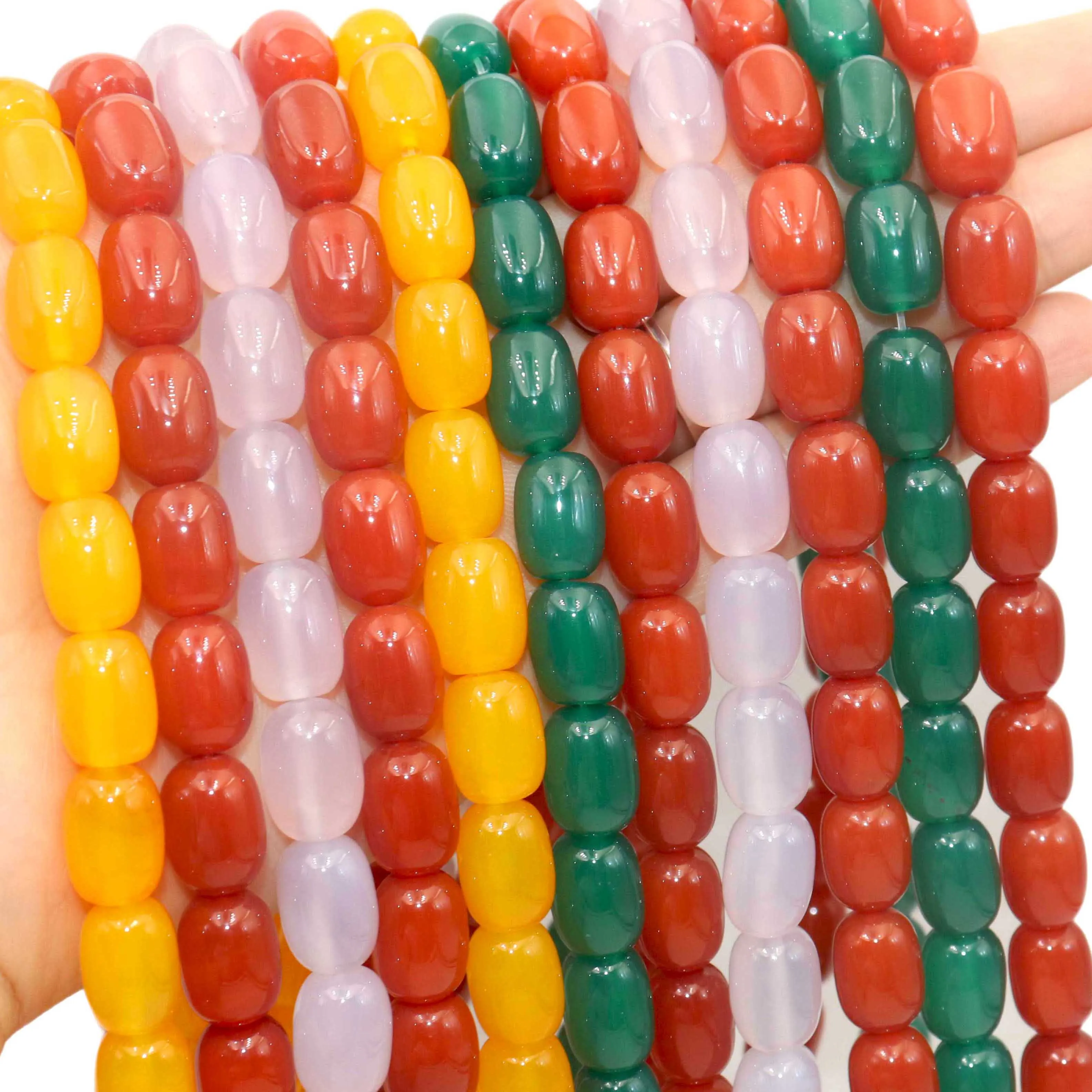 

Браслет, ожерелье, аксессуар для изготовления ювелирных изделий, натуральный камень, разноцветный Агат, цилиндрическая прокладка в форме риса, бусины Сделай Сам ручной работы