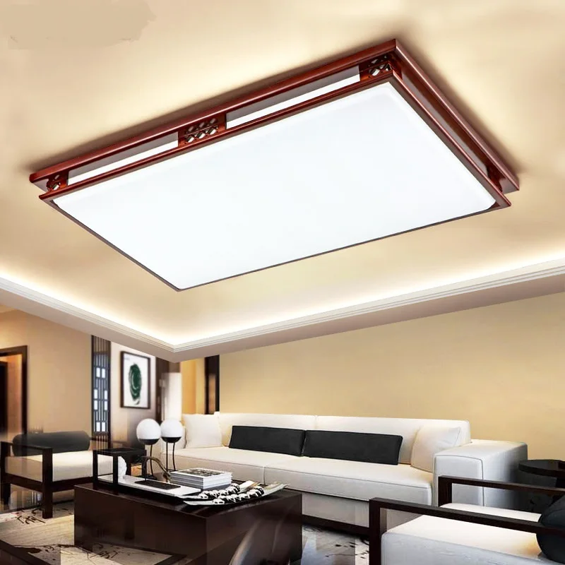 Chinese style Wooden ceiling lights Creative rectangular acrylic Living room bedroom hall hotel lighing ceiling lamps ZA ZS42