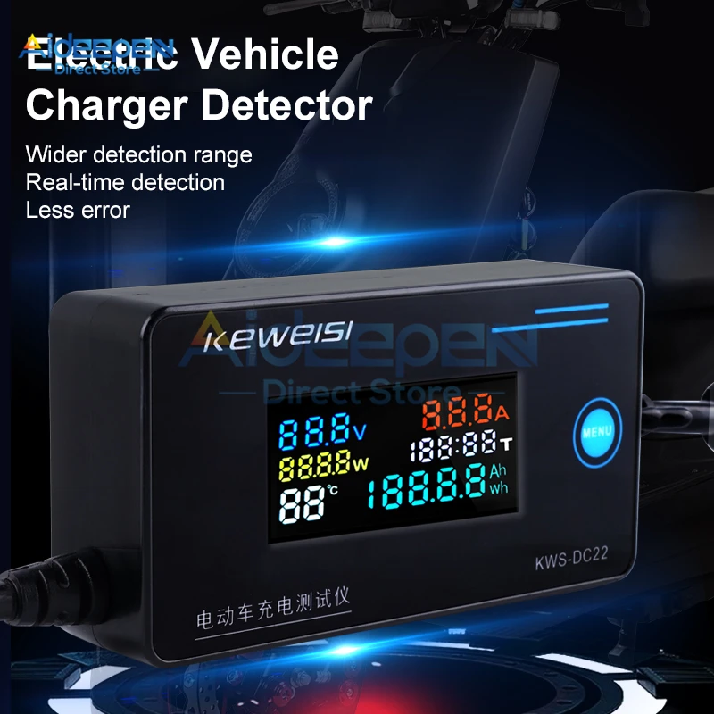 8-120V 0-10A Voltage And Current Charger Detector Electric Vehicle Charging Power Temperature Measuring Instrument Tester