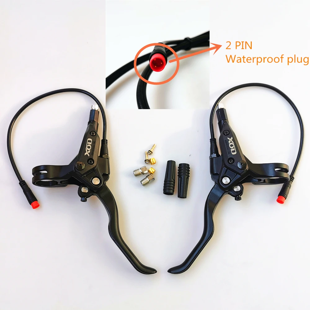 XOD E-Bike Scooter Hydraulic Disc Cut Off Power Brake 2PIN waterproof plug EBike Brake DIY assembly Front Rear Brakes