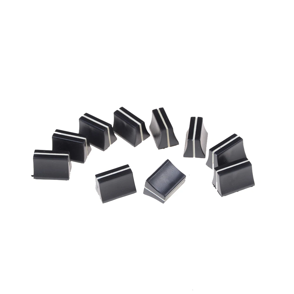 Black 10pcs Plastic Slide Potentiometer Mixer Fader Knob Shaft WF Switch Cap  Volume Control Rotary Knob