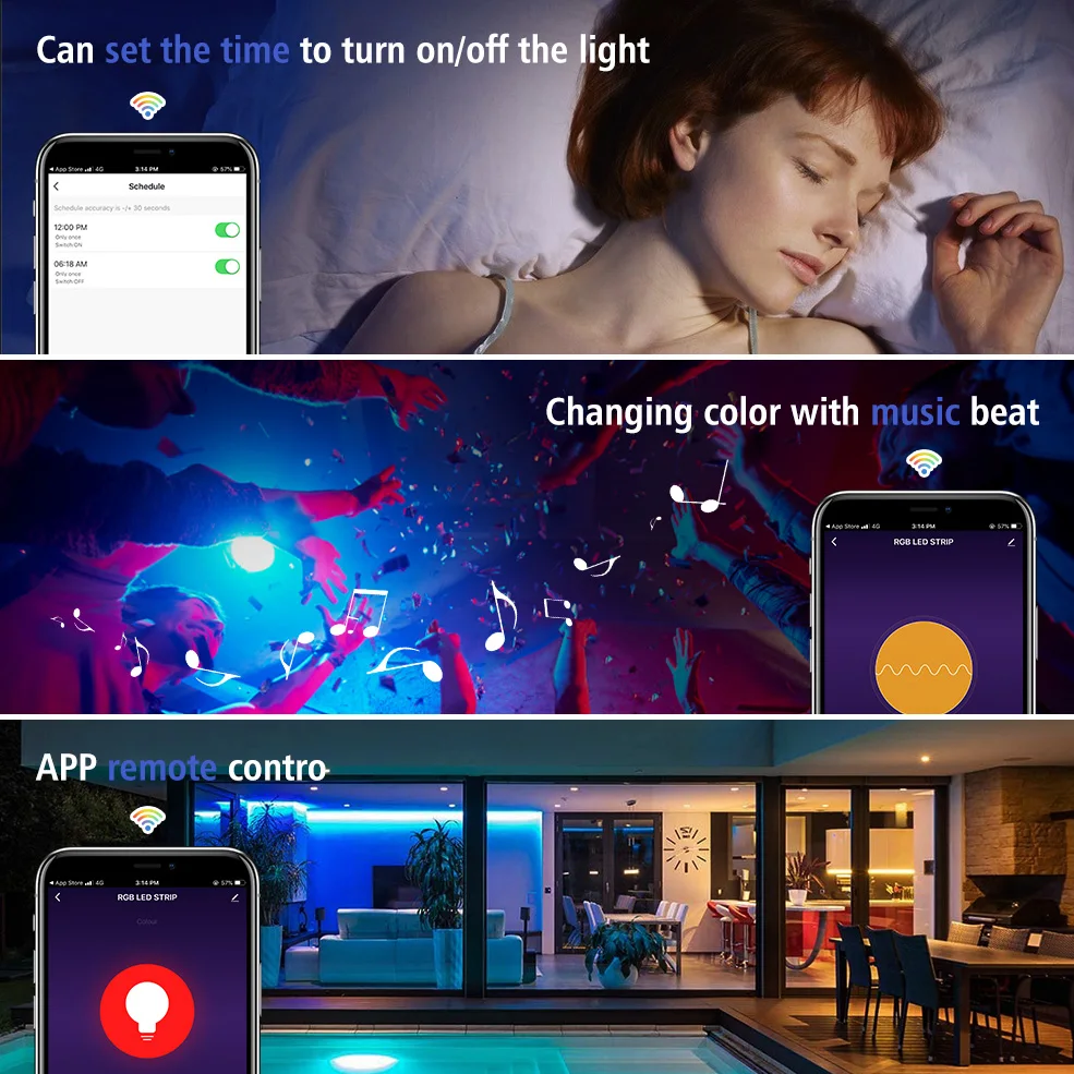 Tuya WiFi RGB Controller 12-24V Dimmer Smart Life Controller per 3pin WS2811 4pin 5050 RGB LED Strip funziona con Alexa Google Home