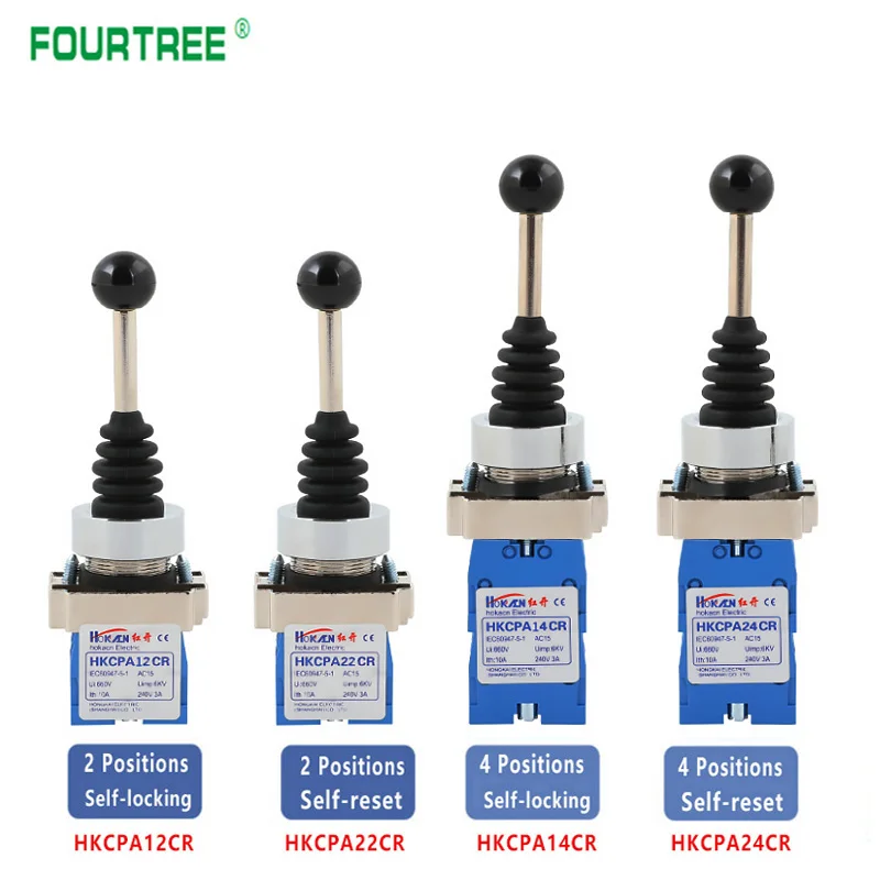 Joystick Switch Monolever Rocker Cross Master Switch 2-way 4-way Self-reset Self-locking 2NO 4NO Hole Size 22mm 30mm HKL HKC