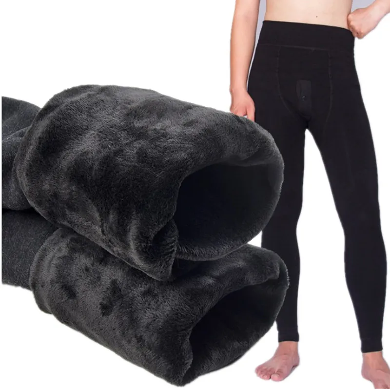 Winter Thermal Underwear Men\'s Long Johns Warm Thick Velvet Thermo Bottoms Man High Waist Leggings Underpants Pantalon Termico