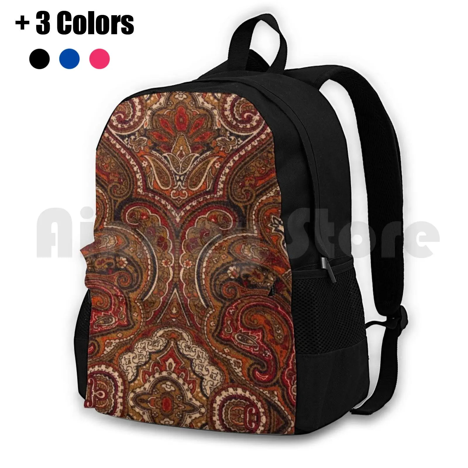 Vintage Paisley Like Pattern Outdoor Hiking Backpack Riding Climbing Sports Bag Vintage Retro Paisley Pattern Brown Burnt