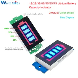 BMS 1S 2S 3S 4S 6S 7S Battery Capacity Indicator Lithium Li-po Li-ion Power Level Meter Blue/Grenn LED Display with Case Cover