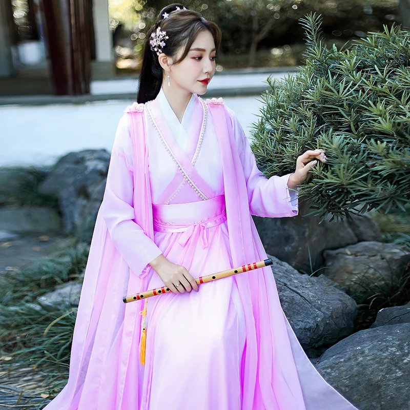 

2021 Traditional Women Hanfu Dress Ancient Chinese Costume Folk Dance Hanfu Princess Dress Tang Dynasty Robe Rave Clothes SL4994