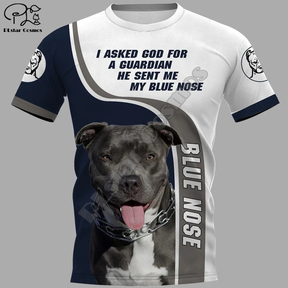 Camiseta con estampado 3d de cachorros pitbull de nariz azul para hombre y mujer, camisetas de verano para perros, pantalón corto informal, camisetas de manga, ropa de calle, camiseta de secado rápido