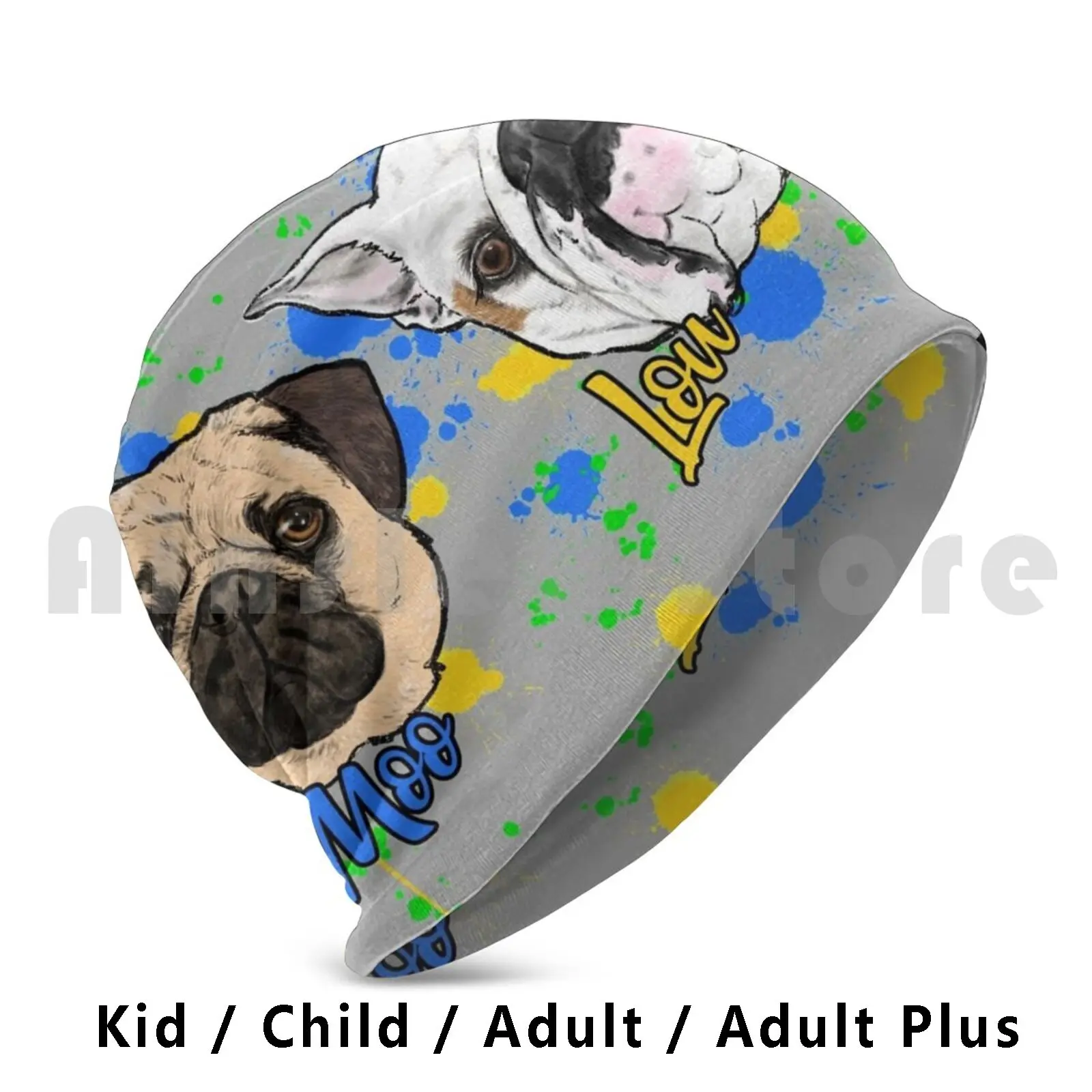 Moo & Lou Beanie Hedging Cap DIY Print Cushion Pet Dog Pug Bulldog