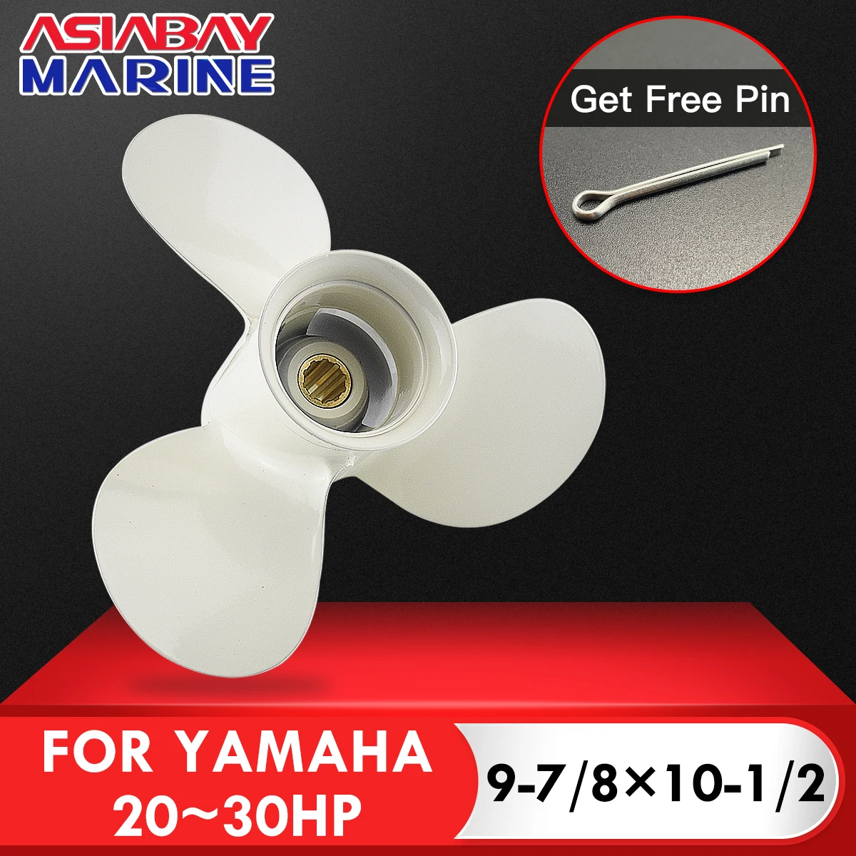 For Yamaha 20hp 25hp 30hp 9 7/8*10 1/2 Outboard Propeller Boat Motor Aluminum Alloy 20 25 30 Screw 3 Blade 10 Spline Engine Part