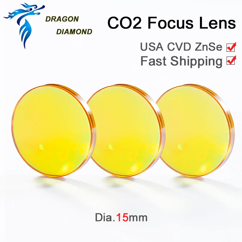 USA ZnSe CVD Co2 Laser Lens Dia.15mm FL 38.1 50.8 63.5 76.2 101.6 127mm For C02 Laser Machine 1.5 inch 2 inch 2.5 inch