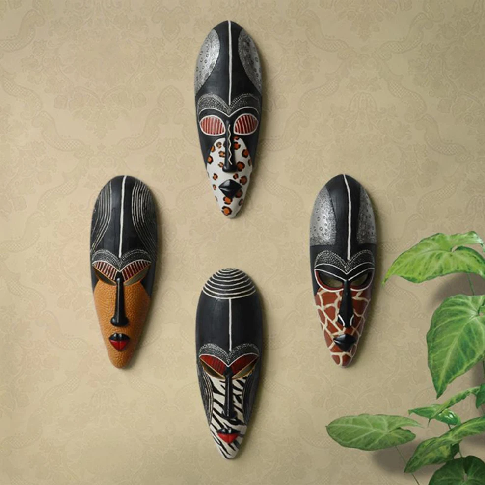 African Color painted mask pendant, Exotic charm wall decorations, Bar coffee house wall hanging ornaments, home decor crafts