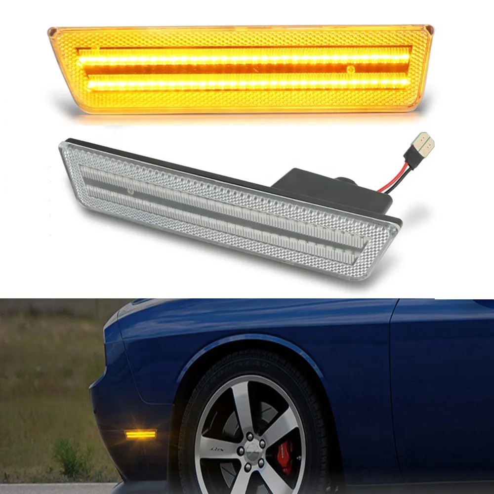 

2x Auto Front Side Marker Lights LED Lamp For Dodge Challenger 2008-2014 / Charger 2011 2012 2013 2014