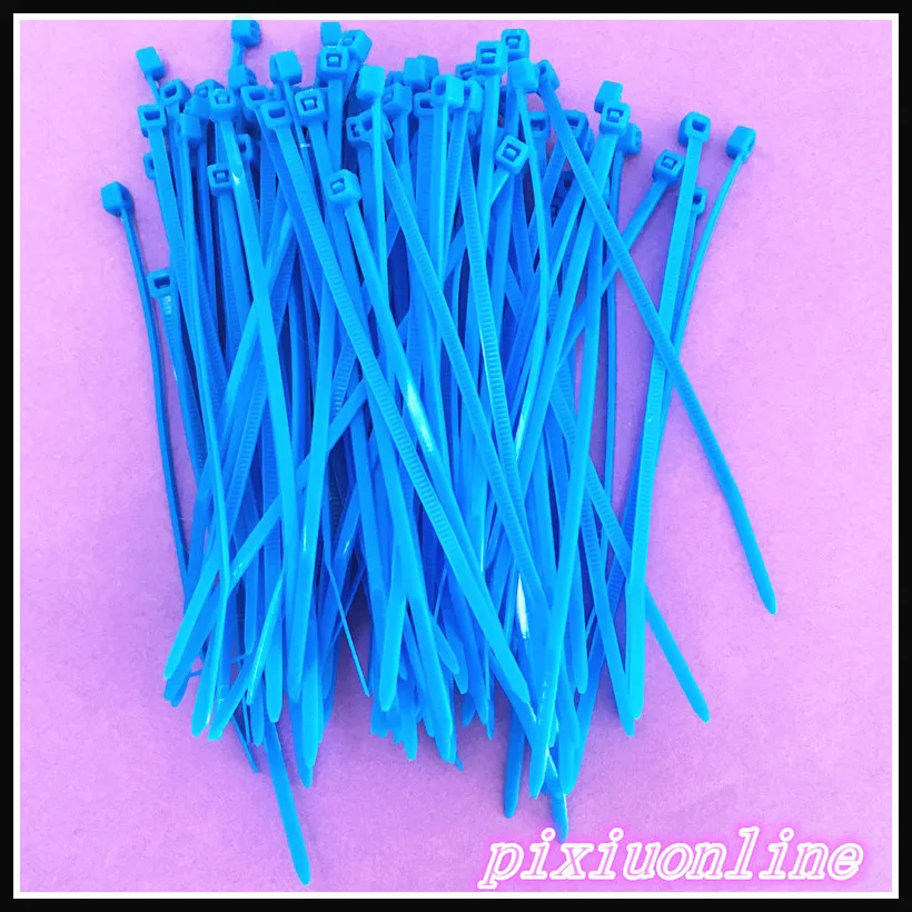 100piece/lot Blue 3*100mm Self-locking Cable Ties Nylon Firm Trapped Cable Zip Tie DS103 Drop Shipping