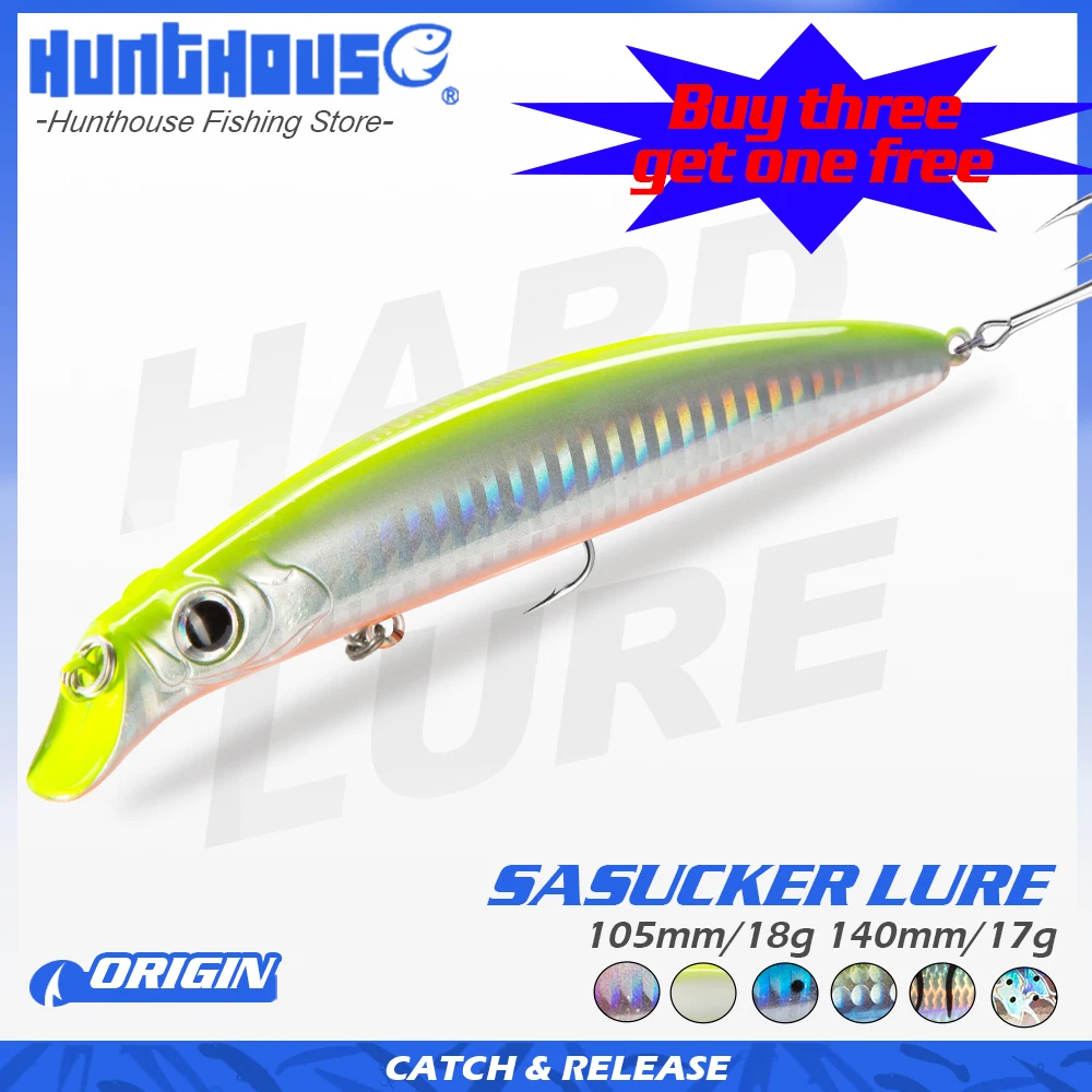 Hunthouse Sasuck 105&140mm 18g&17g Floating Pencil Fishing Lure Wobbler Bait Jerkbait For Fishing Seabass Lipless Long Cast