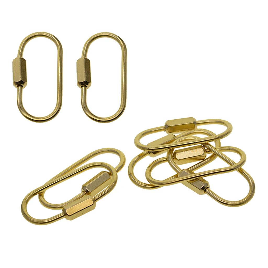 Brass Locking Carabiner Clip Oval Ring Spring Snap Key Chain Hook Screw Gate Hook Travel Metal Carabiners