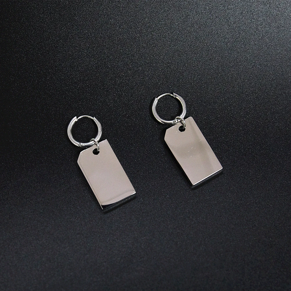 Stainless Steel Creative SIM Phone Card Earrings Unique Design Metal Chip Hip Hop Style Men And Women Jewelry