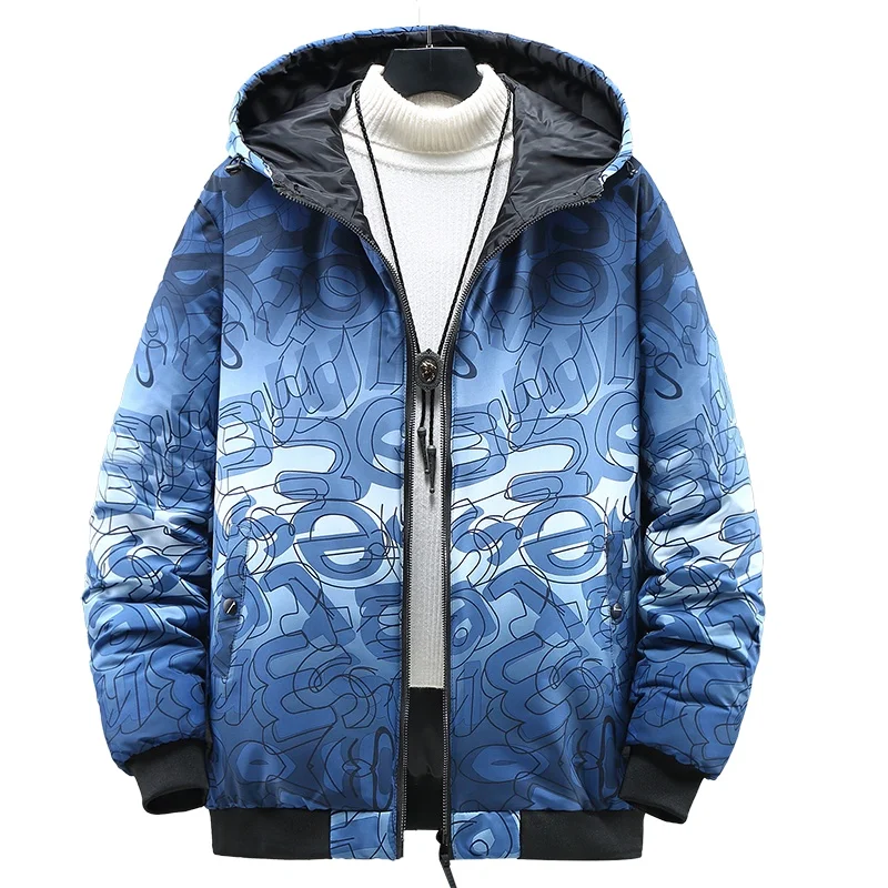 Men\'s Winter Plus Size 10XL 9XL 8XL 7XL Trendy Loose Padded Cotton Jacket men Double-sided gradient cotton coat winter Parkas