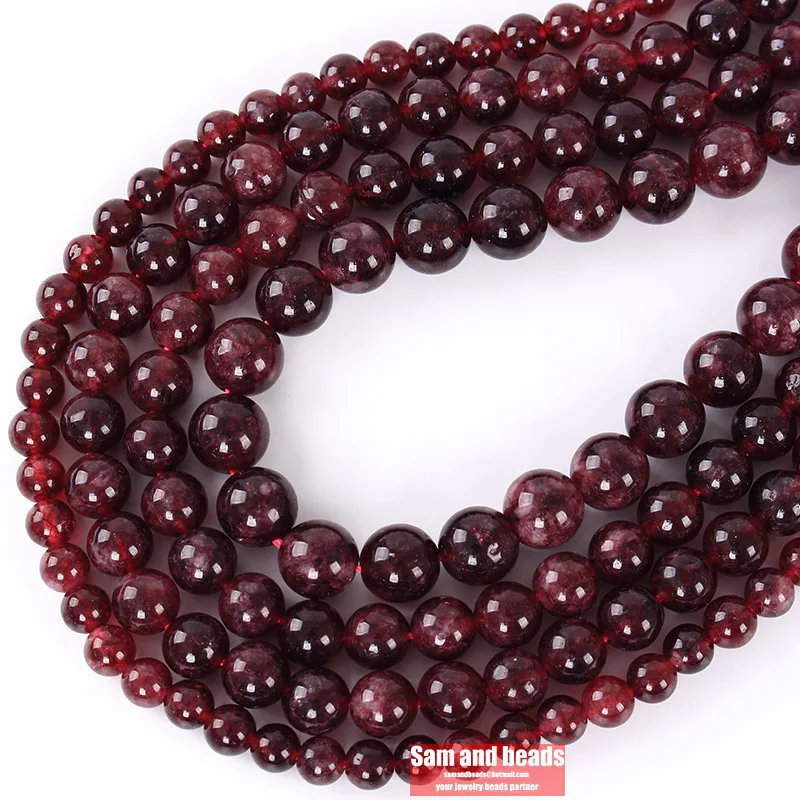 Natural Dark Red Garnet Quartz Round Loose Beads For Jewelry Making DIY Bracelets Necklace 15'' 4/6/8/10mm