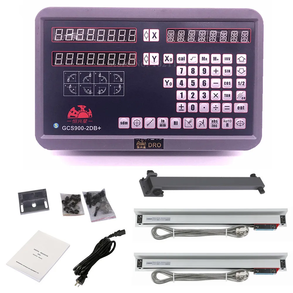 New GCS900-2DB+ DRO Kit 2 Axis Milling Lathe Digital Readout Display With High Precision Optical Linear Digital Encoder Scales