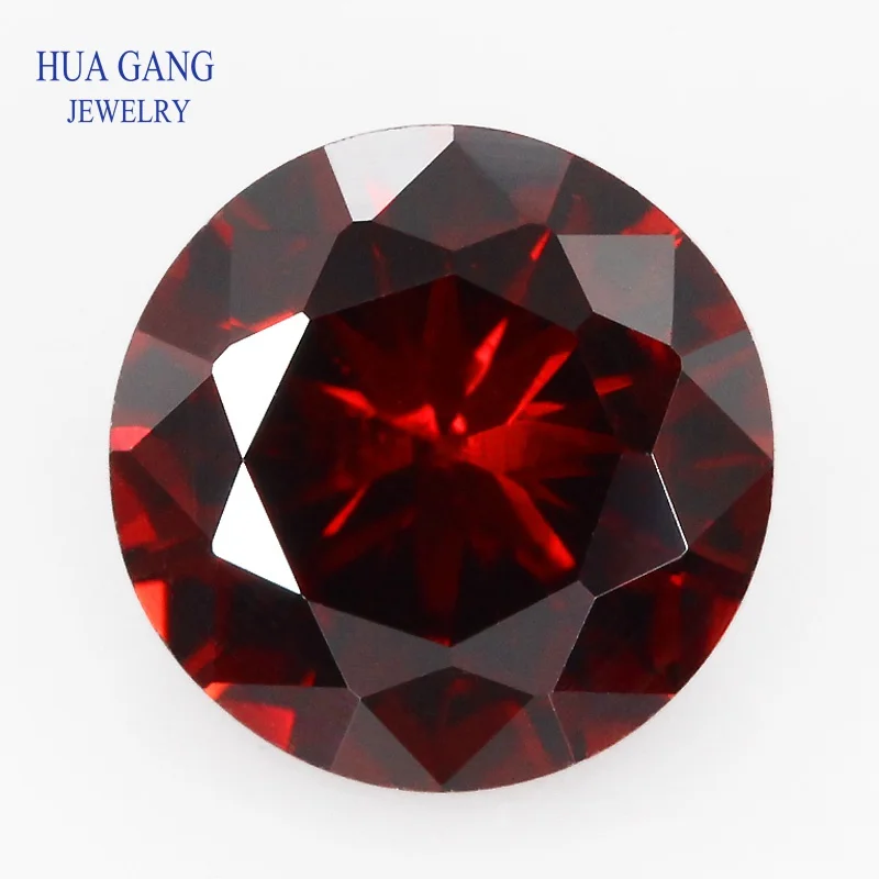 Deep Garnet 4~16mm Cubic Zirconia Round Shape Loose 5A CZ Stone Brilliant Cut Synthetic Gems For Jewelry Making