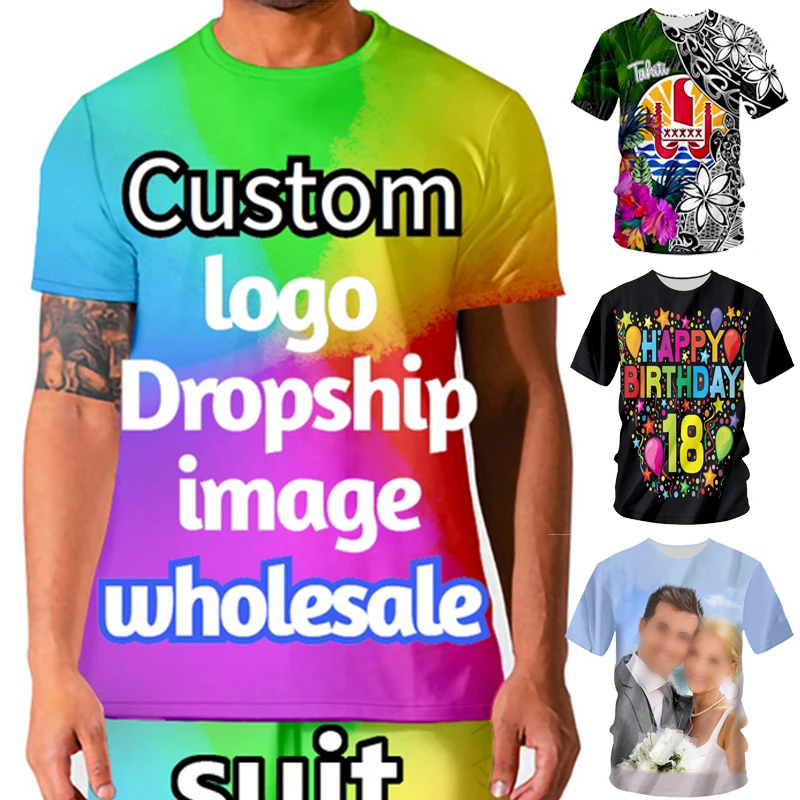 

Custom Short Sleeve Full Body Colorful O-neck LOGO Jersey Team 3D Print Tshirt Unisex T-shirt Design Birthday Party Dropship 4XL